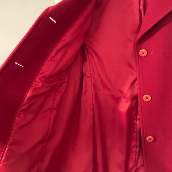 Vintage LL Bean Pea Overcoat Womens Red Lambswool - Picture 2 of 4